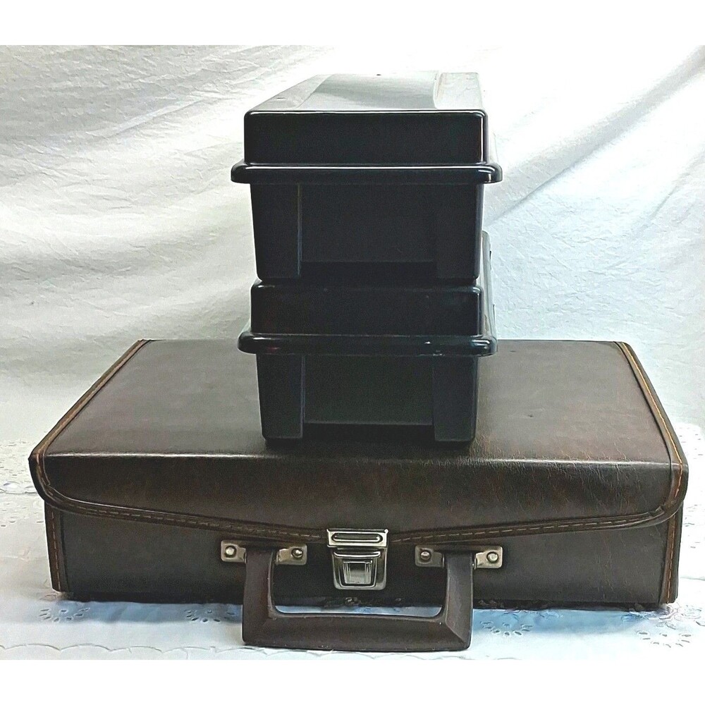 Alpha 8MMO Audio Cassette Storage Brown Carry Case & 2 Black Plastic Trays